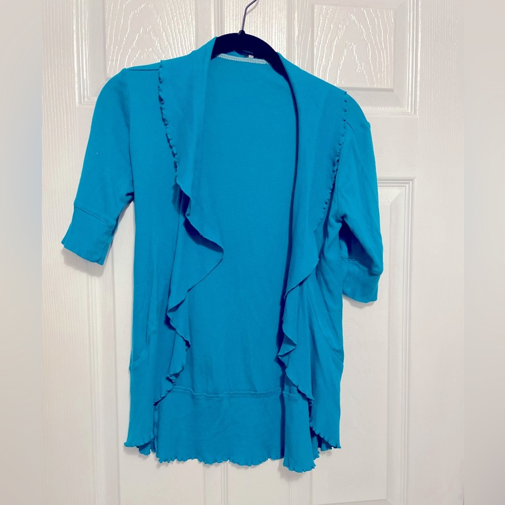 Express ruffle front open cardigan